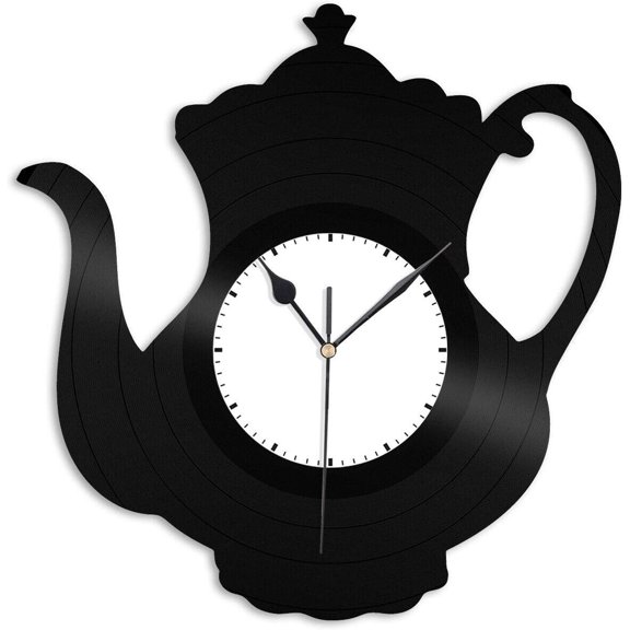 Teapot 3D Wall Clock Vinyl Wall Clock,Vinyl Record Clock Wall Art Unique Room Decorations Handmade Gift