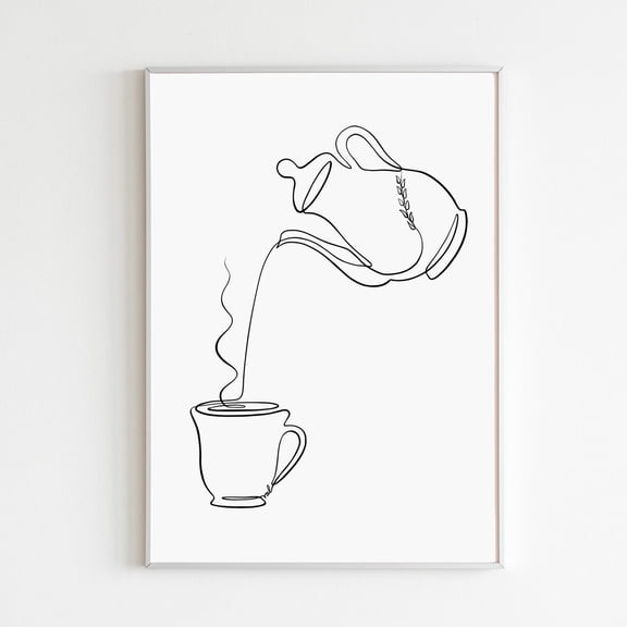 Teapot Art Print Tea Poster Tea Time Kitchen Wall Art Tea Lover Bar Cart Art Print Tea Pot Prints Unframed Paper Print