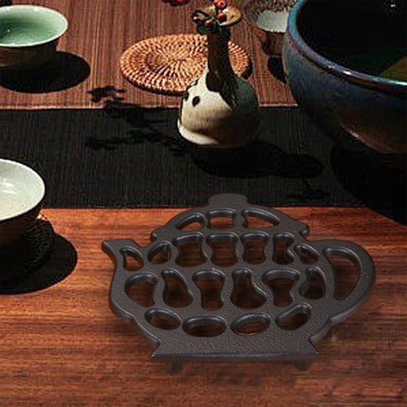 Teapot Cast Iron Trivets Raised Base Rubber Pegs No Slip Thermal Holder Placemat Insulation Pad for Sitting Room House Warming Party Wedding