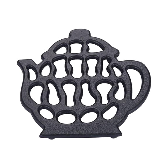Teapot Cast Iron Trivets Thick Edges Rustproof Rubber Pegs No Slip Placemat Hollow Mat Potholder for Dining Room Wedding Counter Dishes Cup