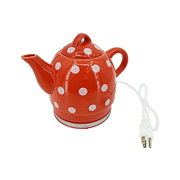 Teapot Ceramic Electric Kettle Red Polka Dot Electric Cerami Kitchen Kettle