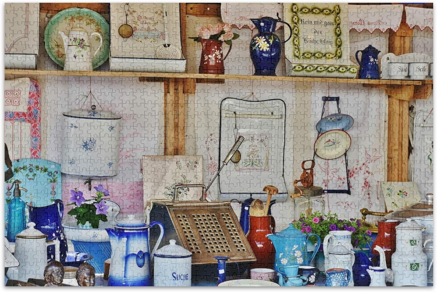 Teapot Collection Jigsaw Puzzle 500 Pieces Wooden Jigsaw Puzzles for Adults, Fun Challenging