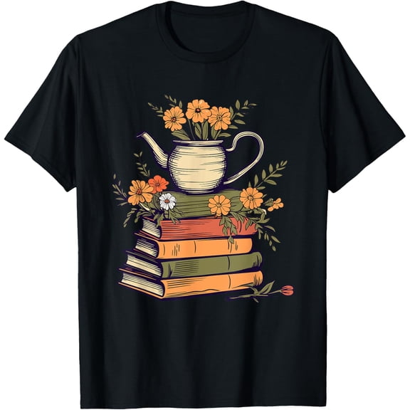 Teapot Cottagecore Aesthetic Book Lover For Women T-Shirt