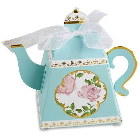 Teapot Favor Box (Set of 24) Tea Time Whimsy, One Size, Blue, Gold, Pink