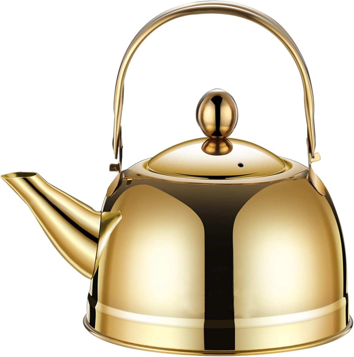 Teapot, Gold Tea Kettle for Stove Top, Whistling Tea Kettle Stainless ...