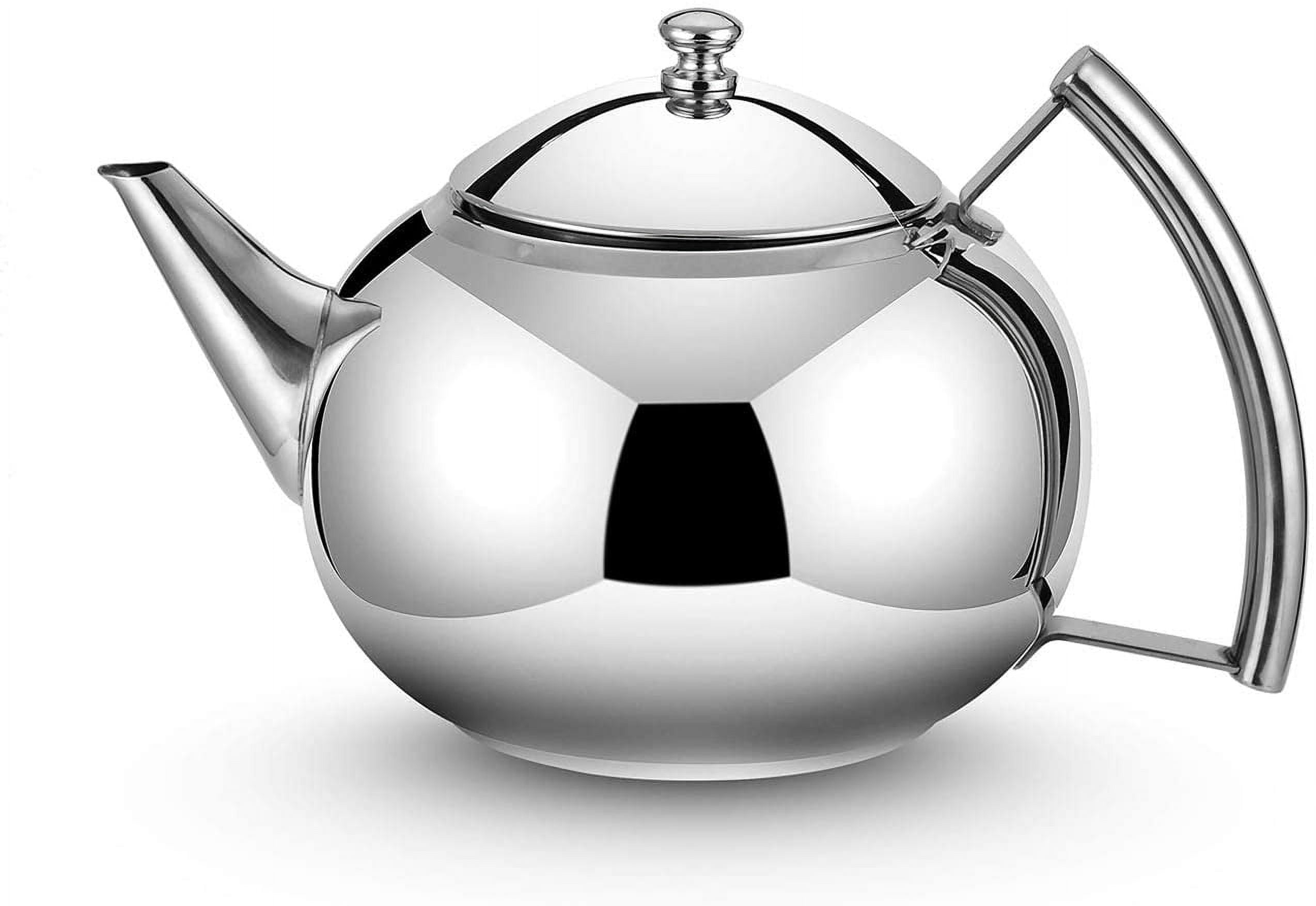 Teapot with Infuser Loose Tea Leaf 2 Liter Stainless Steel Tea Pot Coffee Water Small Kettle Filter Set Warmer Teakettle for Stovetop Induction Stove Top 2.1 Quart / 68 Ounce