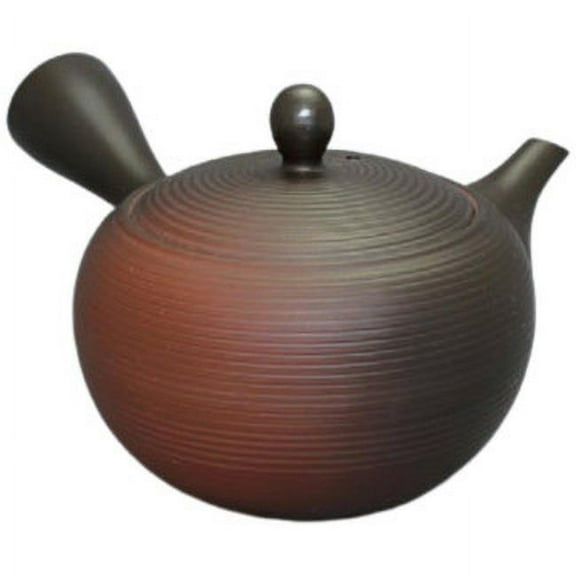 Teapot Kyusu Tokoname - AKIRA - Brown - 400 ml cc - Stainless Mesh - Striped