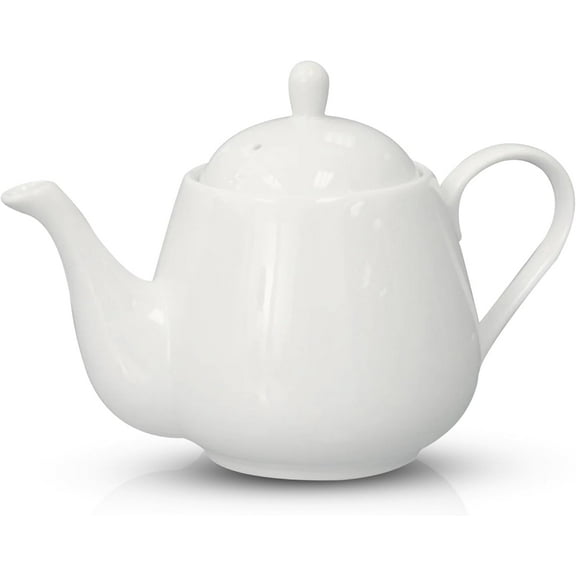 White Porcelain Teapot 2 Cup Raffles Small Ceramic Tea Pot for Loose Leaf Tea or Bags Modern White Teapots for Tea Party Durable Elegant Teapot Ceramic Teapot with Strainer for Daily Use