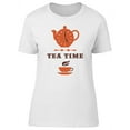 thumbnail image 1 of Teapot Shaped Clock And Text T-Shirt Women -Image by Shutterstock, Female Medium, 1 of 4