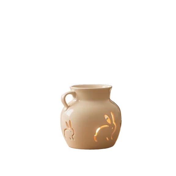 Teapot Shaped Rabbit Pattern Ceramic Aromatherapy Stove - Essential Oil Burner for Home Dcor, Candle Warmer & Fragrance Diffuser