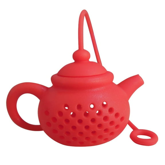 Teapot-Shaped Tea Infuser Strainer - Food-Grade Silicone Leaf Filter Diffuser - Heat-Resistant- Compact & Portable for Travel, Office, Picnic - Dishwasher Safe - Includes 1 Brewing Basket
