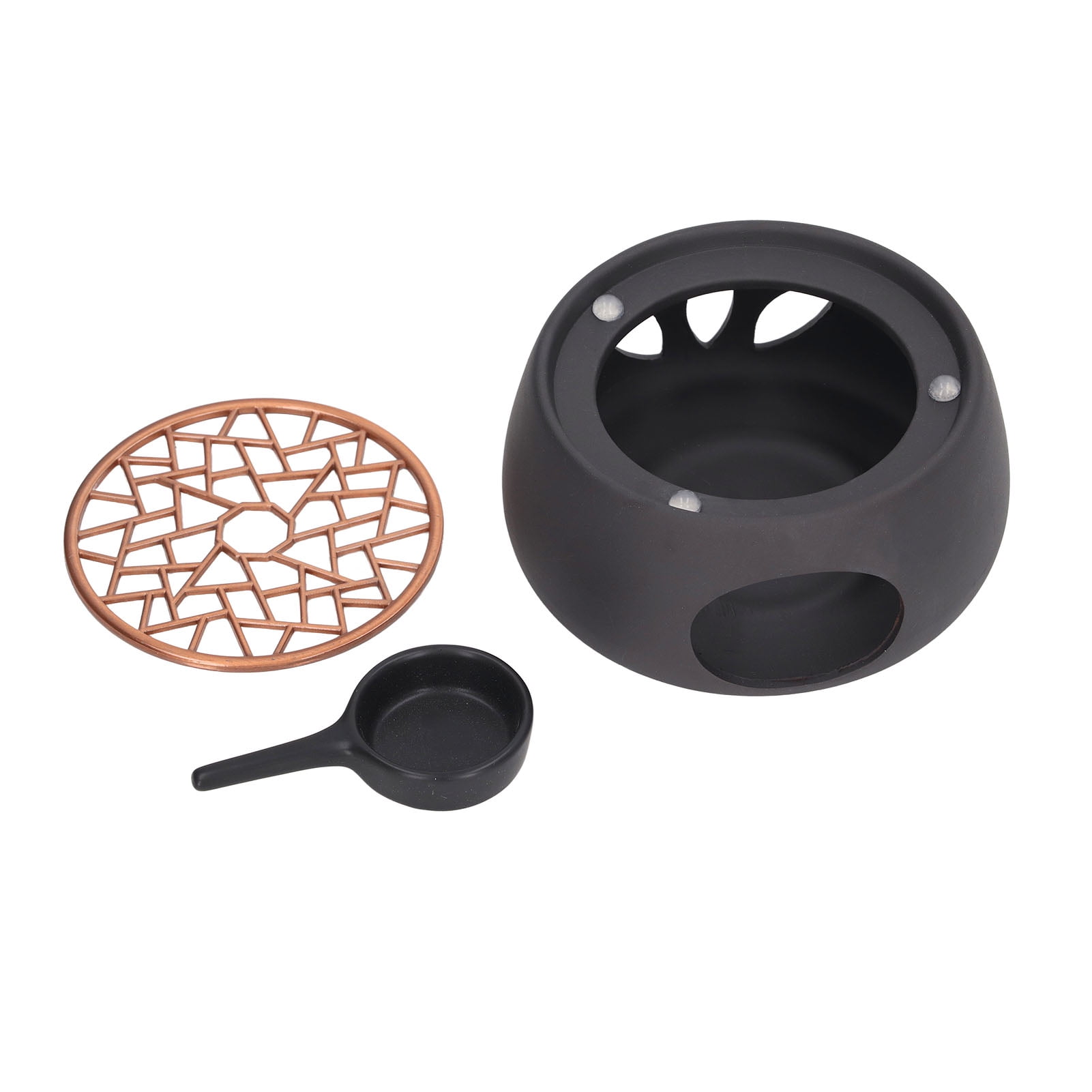 Teapot Warmer Base Ceramic Candle Heater Tea Coffee Milk Light Warmer with Purple Iron Pad for