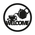 thumbnail image 1 of Teapot Welcome Metal Sign | Tea Time Welcome Sign Tea Pot and Saucer | Coffee Tea Pot Laser Cut Solid Steel Decorative Home Accent Wall Sign Hanging Kitchen Sign | 3 Sizes 3 Colors Made in USA, 1 of 6