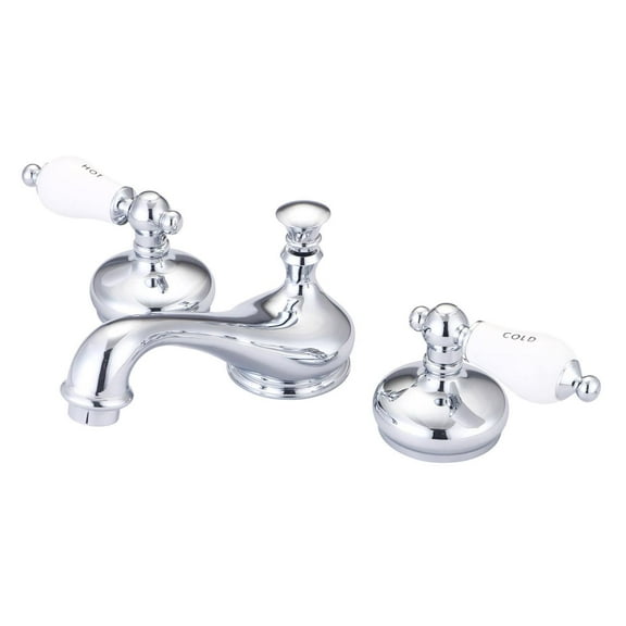 Teapot Widespread Bathroom Sink Faucet - Porcelain Lever Handles