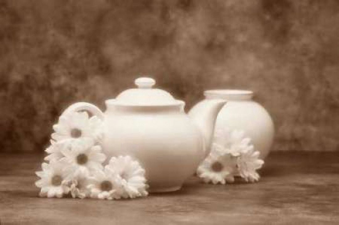 Teapot and Daisies I Canvas Art - C Thomas McNemar (12 x 18)