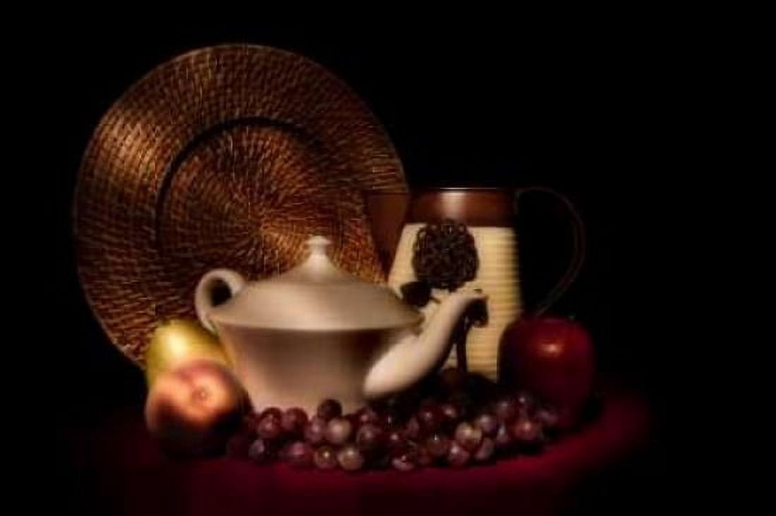 Teapot with Fruit Still Life Canvas Art - C Thomas McNemar (12 x 18)