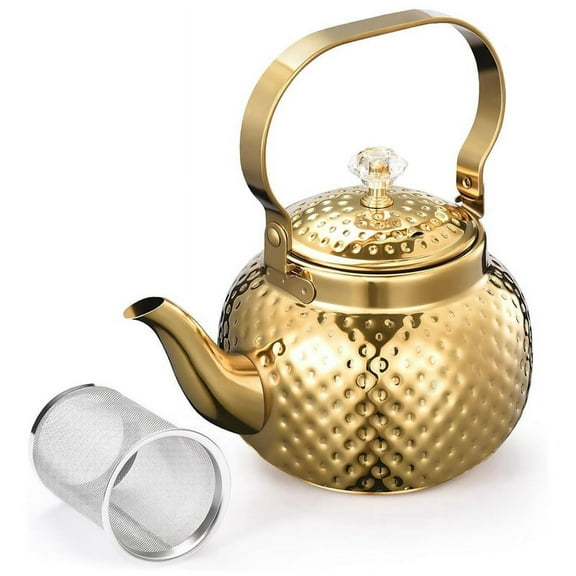 Teapot with Infuser 1.2 L,Kettle Teapot with Removable Filter,Gold