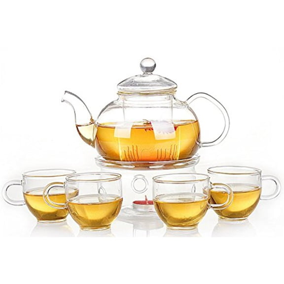 Teapot with Infuser + Warmer and 4 single layered Cups