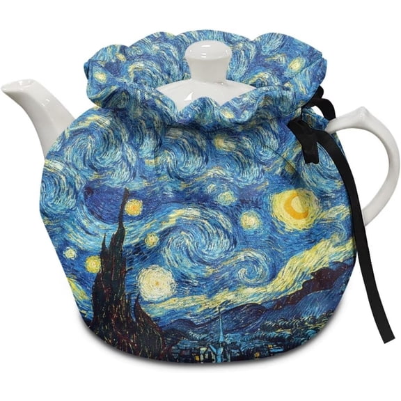 Teapots Dust Cover Insulated Starry Night Print Tea Cozy for Teapot Tea Kettle Cover Breakfast Insulation Lid Warmer Tea Cosy Kitchen Coffee Table Decorative Accessories