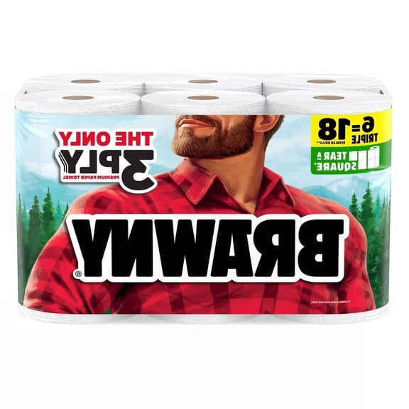 Tear-A-Square Paper Towels - 6 Triple Rolls - 3-Ply - 114 Sheets