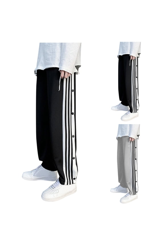 Tear Away Pants Womens Side Snap Pull On Track Pants Summer Sports Straight Leg Baggy Sweatpants Black XXL