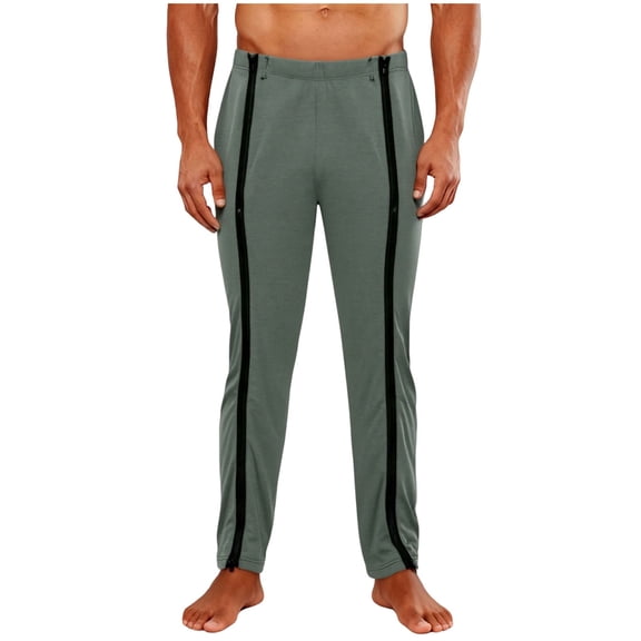 Tear Away Pants for Men Full Zipper Legs Sweat Pants Mens Open Bottom Sweatpants Breakaway Cotton Post Surgery Pants