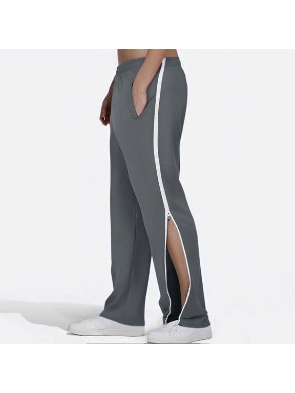 Tear Away Pants for Men Side Zipper Lightweight Pants Zip Leg Sweatpants Breakaway Post Surgery Recovery Zipper Pants