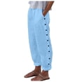 thumbnail image 1 of Tear Away Pants for Women High Elastic Waisted Side Split Snap Button Straight Leg Open Bottom Baggy Sweatpants with Pockets Track Pants, 1 of 6