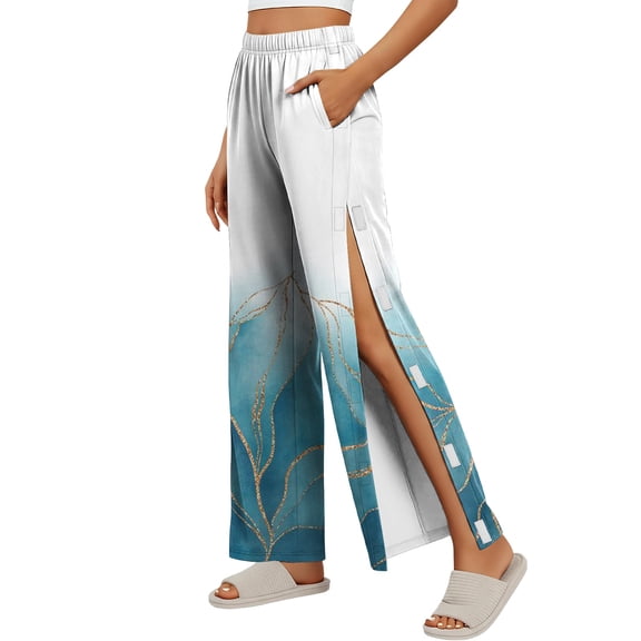 Tear Away Pants for Women Side Slit Snap Sweatpants Loose Fit Post Surgery Casual Adaptive Clothing with Pockets