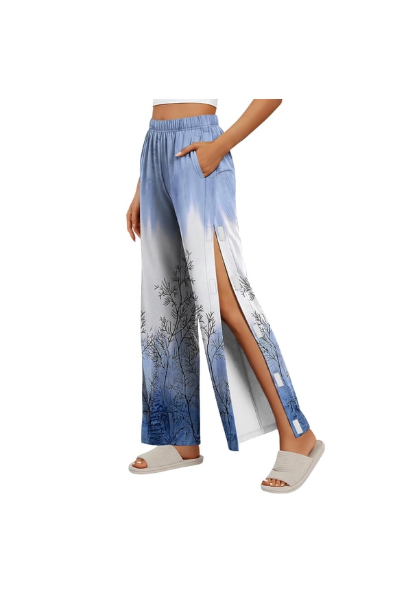 Tear Away Pants for Women Side Slit Snap Sweatpants Loose Fit Post Surgery Casual Adaptive Clothing with Pockets
