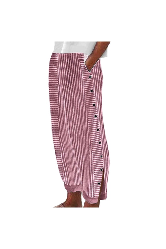 Tear Away Pants for Women Side Split Snap Button High Elastic Waisted Straight Leg Open Bottom Stretch Baggy Sweatpants with Pockets Track Pants