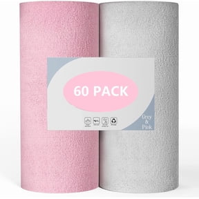 Tear-Away Paperless Paper Towels Roll, Microfiber Towels, 60 Sheet, 9.5'' x 9.5'', Ultra Absorbent, Scratch Free, Reuseable Washable Cloth for Home Kitchen and Car Cleaning