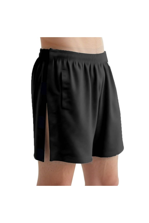Tear Away Shorts Post-Surgery Recovery Wear with Side Snap Openings Elastic Waist Shorts with Pockets