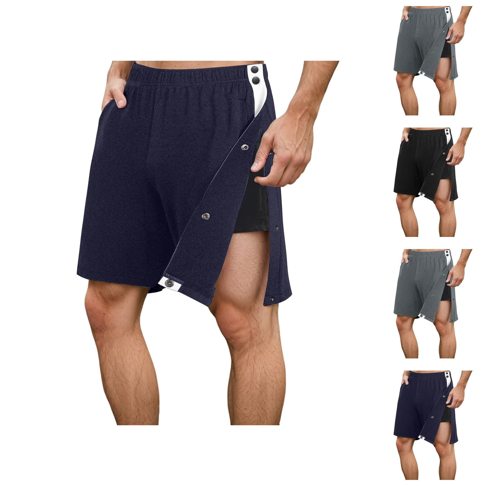 Tear Away Shorts for Men Summer Post Surgery Recovery Side Snap