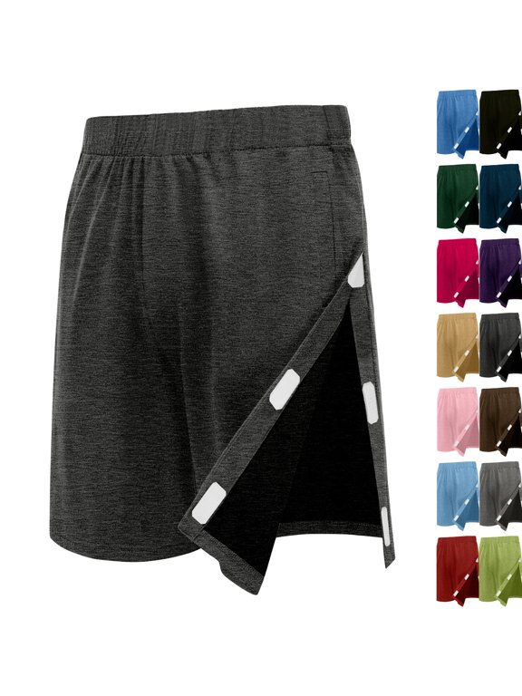 Tear Away Shorts for Women Side Split Open Breakaway Post Surgery Recovery Bottoms(Dark Gray,XL)