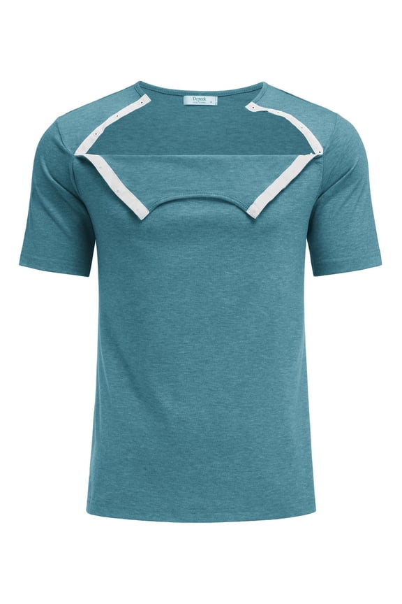 Tear Away Side Snap Chemo Shirt: Soft Flexible Port Access Clothing for Post Shoulder Surgery - Must Have Chemotherapy Activewear