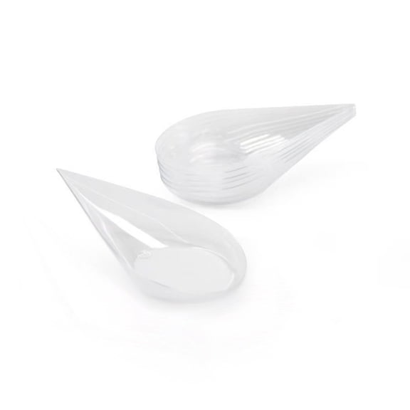 Tear Drop Appetizer Spoons Clear and White Plastic Tasting Spoons 200 Pack