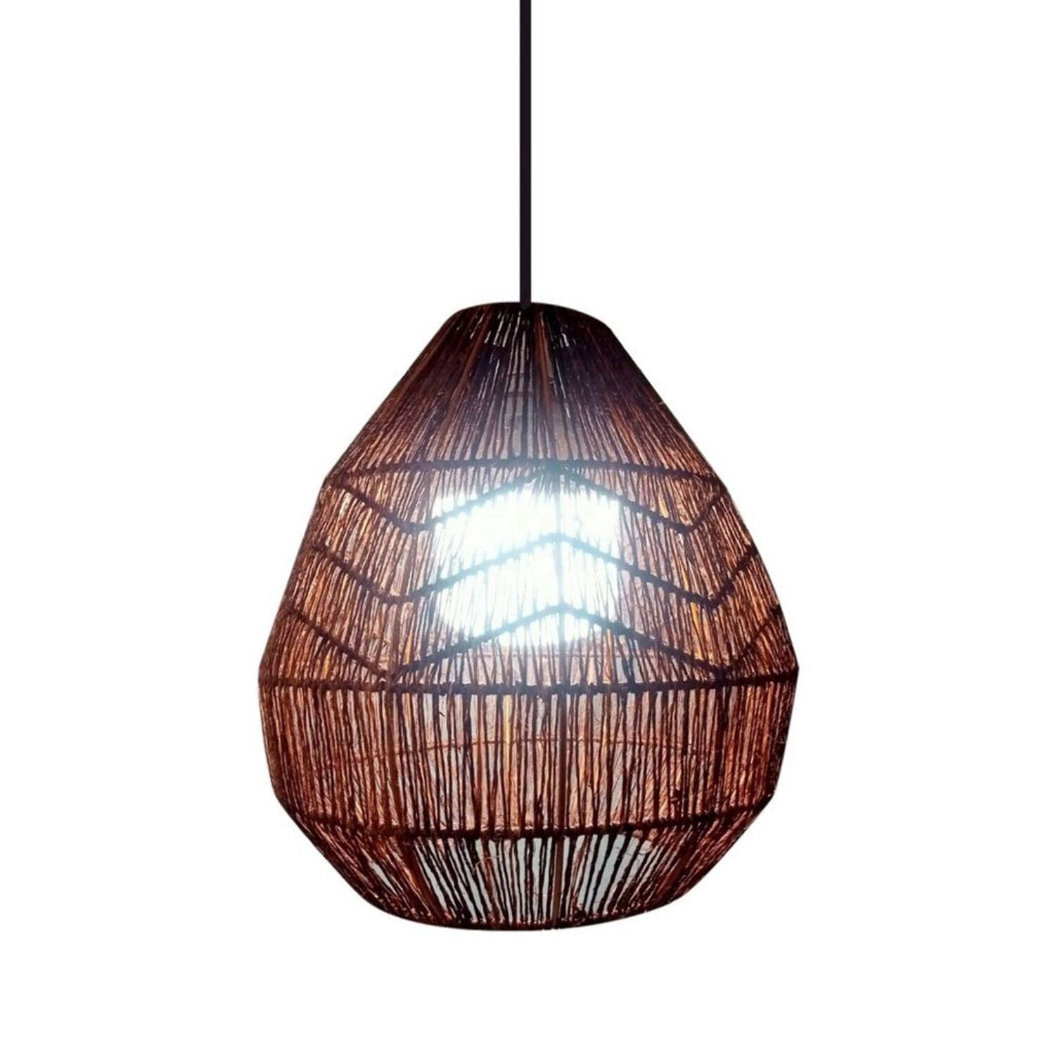 Aria Home Flora Teardrop Pendant Light Seagrass Natural Boho Ceiling Lamp Brown Decor