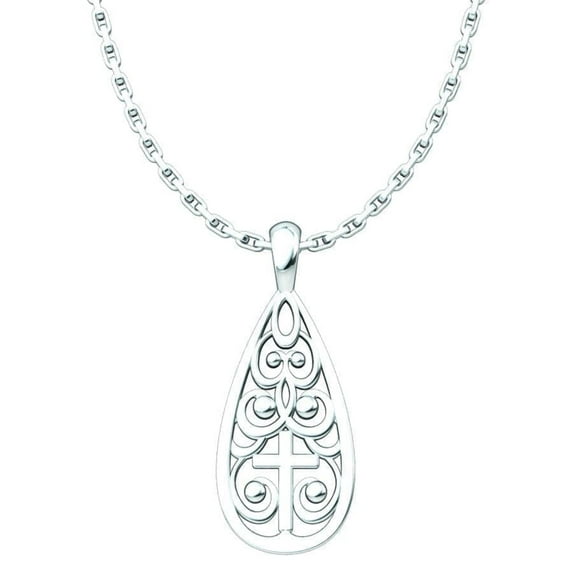 Tear Drop Cross Sterling Silver Pendant