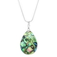 thumbnail image 1 of Tear Drop Shape Abalone Shell Pendant Necklace Rhodium Plated 17 Inch Snake Chain J0806, 1 of 3
