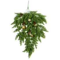 Tear Drop Wreath Winter Country Needle Wreath With Pinecones Greenery Hanging Wreath Suitable For Home (Green) Artificial Flowers Home Decor
