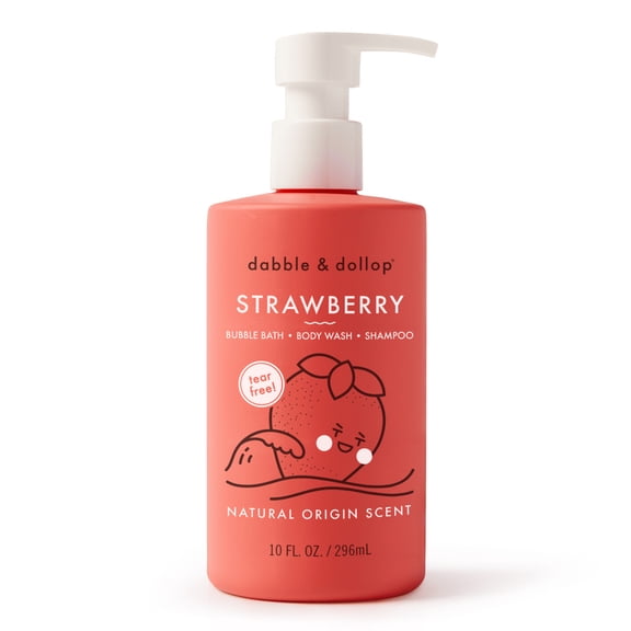 Dabble & Dollop Strawberry 3-in-1 Shampoo, Body Wash & Bubble Bath, 10 fl oz