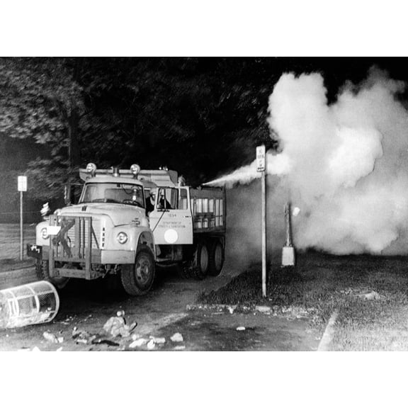 Tear Gas Is Sprayed In Into Crowds Assembled In Grant Park During The 1968 Democratic National Convention. A Chicago Park District Truck Has Been Converted To Control Yippies History (24 x 18)