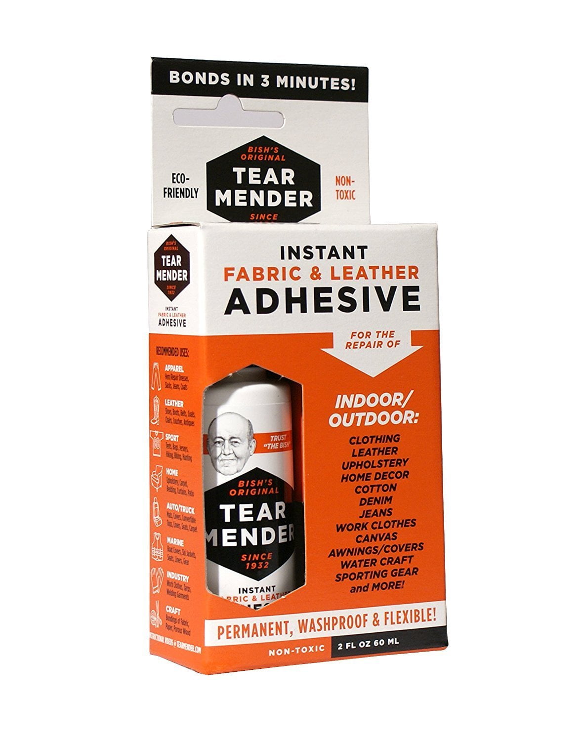 Tear Mender Instant Fabric and Leather Adhesive, 2 oz. Bottle, 12 Pack, Tm-1-c12, Men's, Size: 2 oz. Bottle - 12 Pack, Other