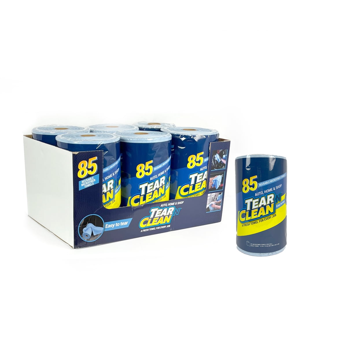 TearNClean Microfiber Cleaning Cloth Roll 6 Rolls 85 Tear Away