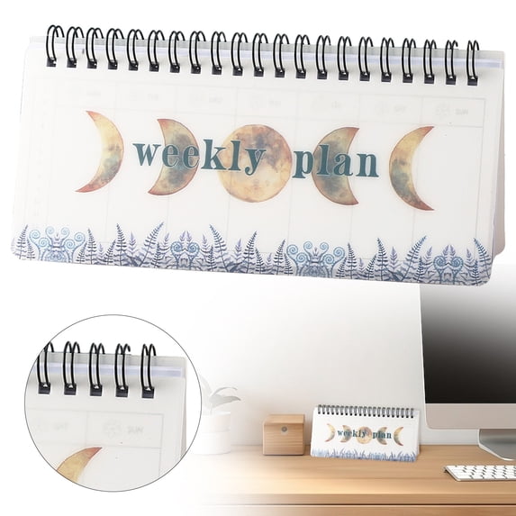 Tear-Off Weekly Planner - Moon Phase Design - Spiral Schedule Organizer
