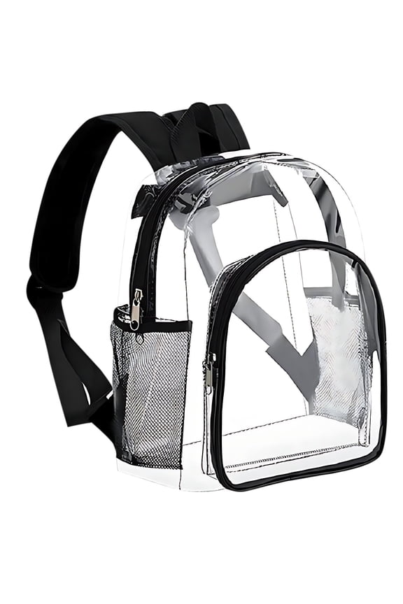 Tear Resistant Clear PVC Backpack with Ergonomic Grey Foam Shoulder Straps, Ample Storage Rucksack for Sunglasses, Handheld Consoles & Outdoor Kits, Flexible Carry Pack for Sports Stadiums, Campsite