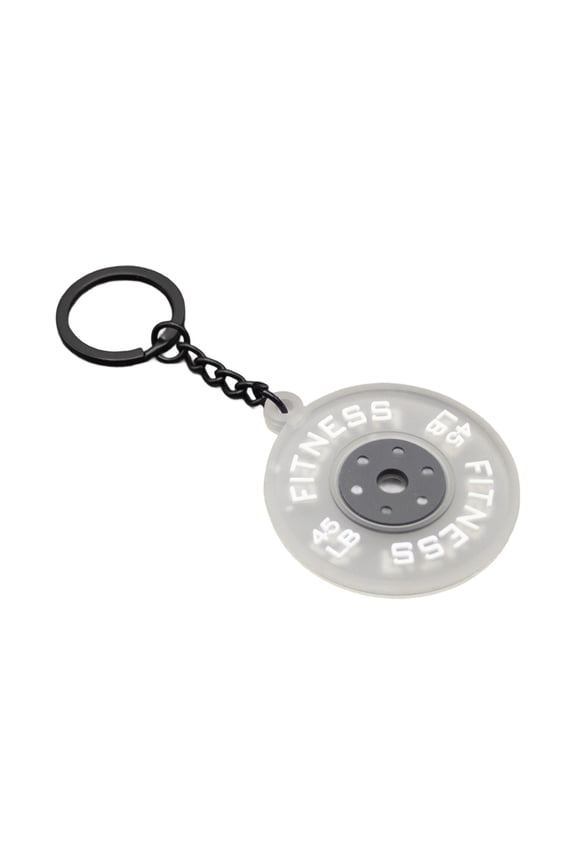 Tear Resistant Workout Themed Keychain Rubber Materials 45lb Barbell Plate Detailing Keyring For Athletes
