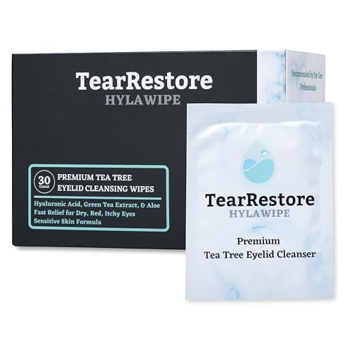 TearRestore HylaWipe Cleanse & Calm Eyelid Wipes, Natural Tea Tree