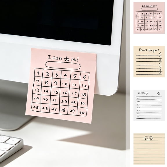 Tearable Lined Sticky Note Pads with 50 Sheets Per Pack, Adhesive Memo Slips, Practical Stationery for Students and Office Workers to Leave Messages and Mark Reminders, D